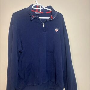 Ralph Lauren Navy Quarter-Zip with Red Trim and White Stripe